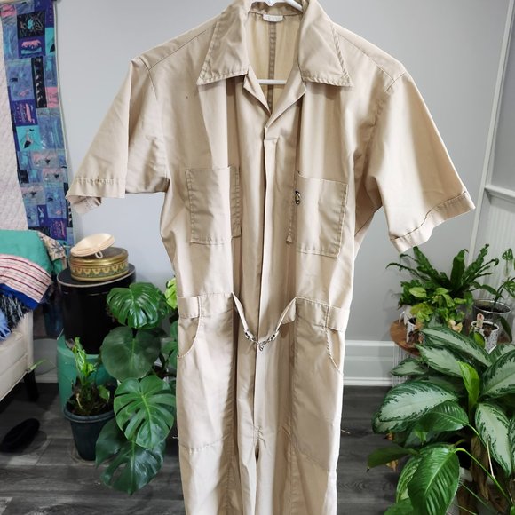 Vintage 1970's Khaki Work Jumpsuit / Coveralls - Picture 4 of 13